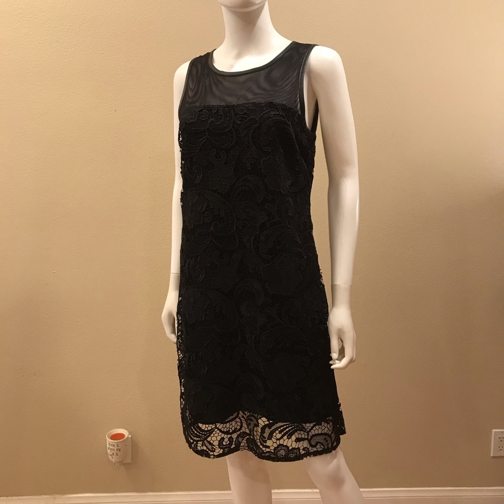 INC International Concepts Black Lace Dress Size 8 Sleeveless Formal Elegant